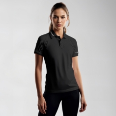 Women's black sport polo top