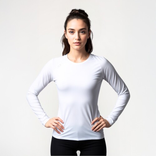 Women's running and fitness long sleeve t-shirt in white